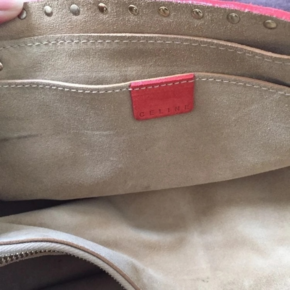 SOLD! Celine Boogie Coral Suede Gold Studded Bag - Picture 6 of 8